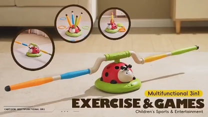 3 In 1 Musical Jump, Ring Toss Game, Stomps & Rocket Launcher for Kids