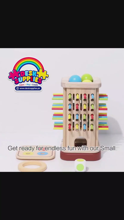 Wooden 3 in 1 Multi-Functional Stick Pulling Ball Drop Tower Balance Activity Toy