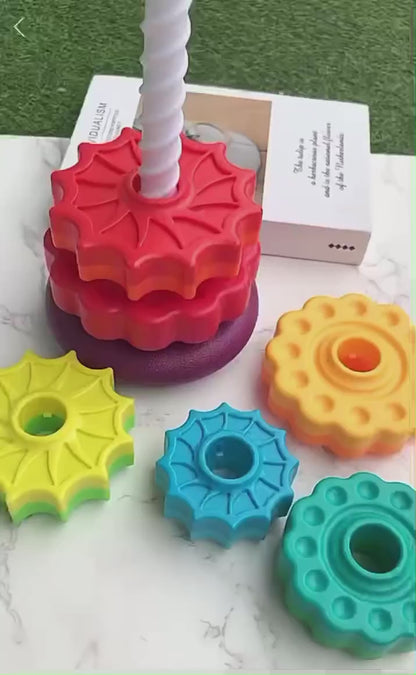 Rainbow Stacking Spinning Tower: 6 pcs
