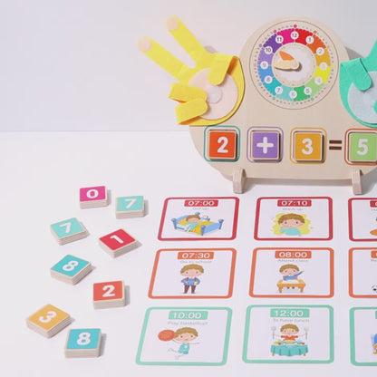 Wooden Clock and Finger Arithmetic Operation Kit