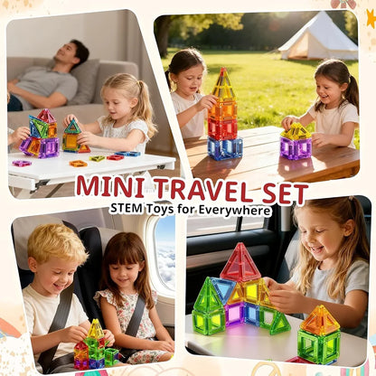Mini Travel Magnetic Tile Blocks Set 54 Pieces