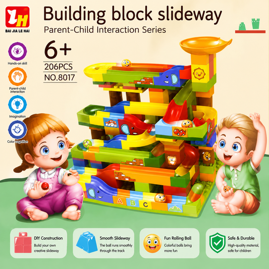Building Blocks Slideway Track Maze: 206 pcs