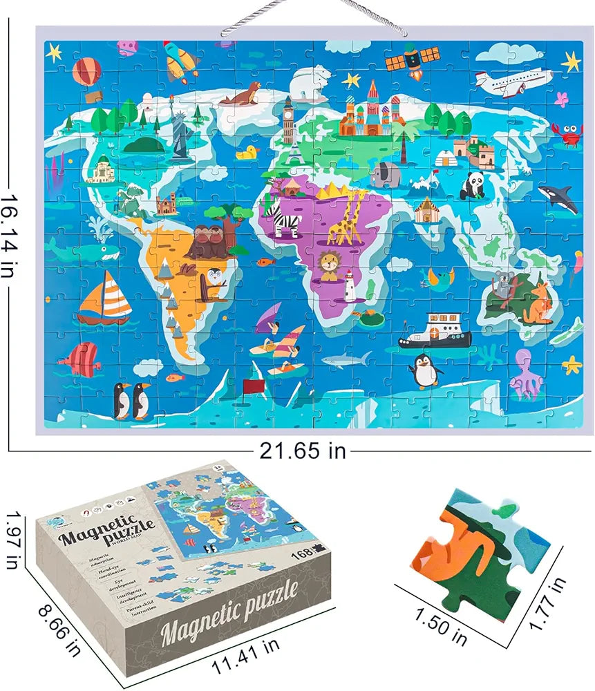 Magnetic Puzzle World Map- 168 pcs