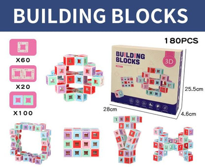 3D Transform Movable Cube Shape Building Blocks - 180 pieces