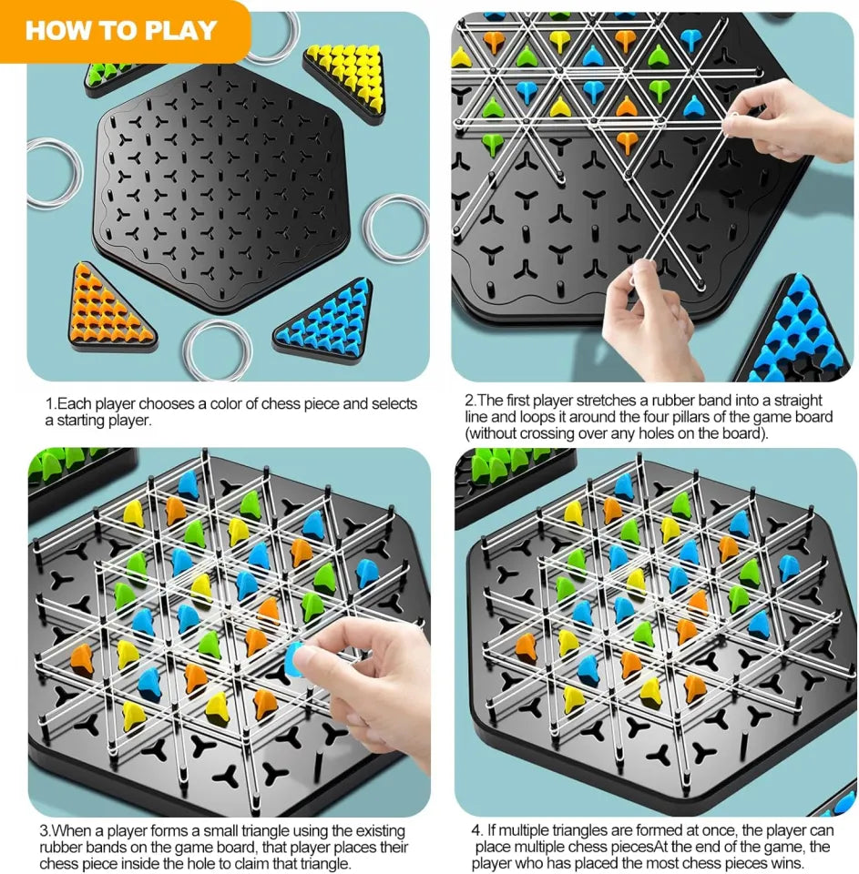 Chain Triangle Chess Family Game - 2 to 4 Players
