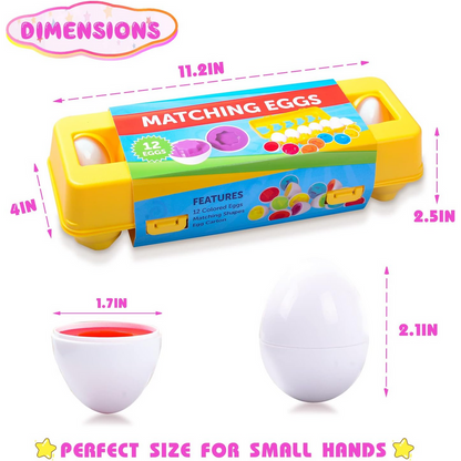 12 Pcs Montessori Kids Learning & Matching Shapes Eggs