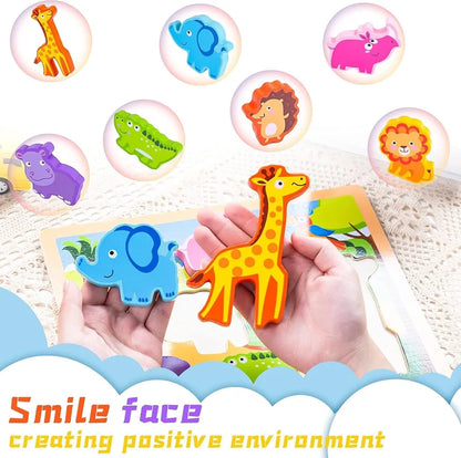 Wild Animals Chunky Wooden Puzzle Board