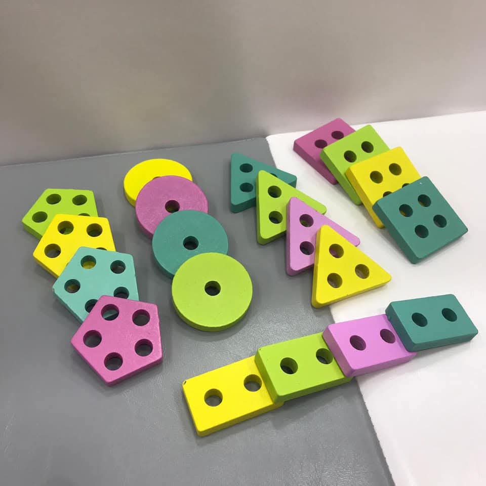 Wooden Cartoon Lion Five Sets Of Shape Blocks