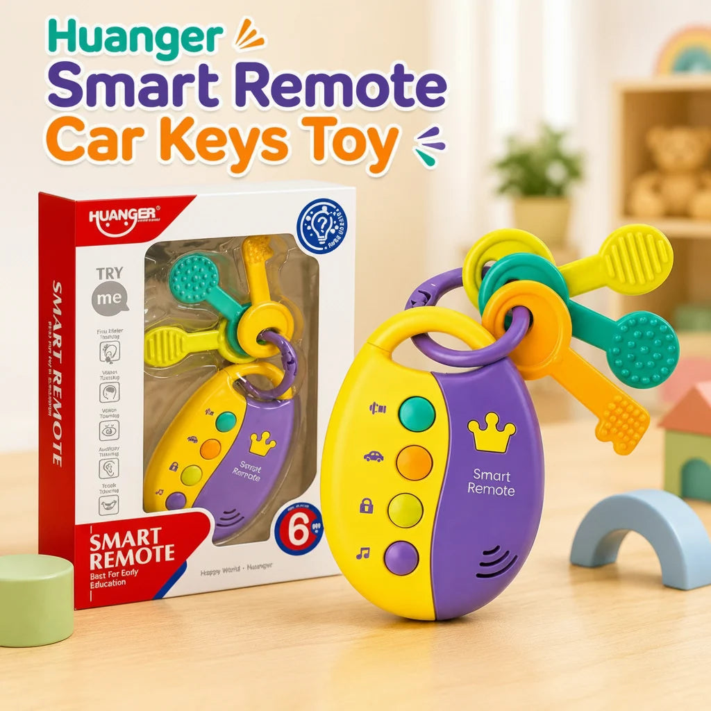 Huanger Smart Remote Car Keys Teether Toy with Light & Music Baby