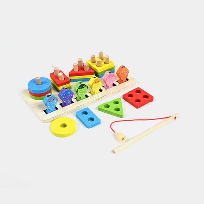Four Column Geometric Shape Sorter with Magnetic Fishing Game