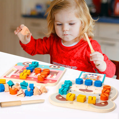 Wooden Shape Screw Game with Pattern Making