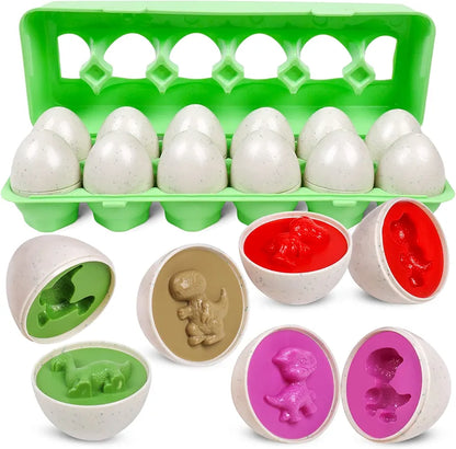 Dinosaur Matching Eggs Toy Set (Educational STEM Toy for Toddlers and Preschoolers)