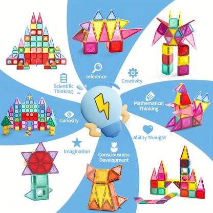 Magnetic Blocks And Tiles Building Set For Endless Creativity And Construction Fun (110 Pcs)