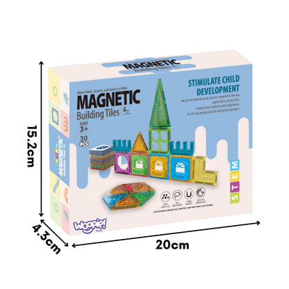 Magnetic Building Tiles For Kids: 30 pcs