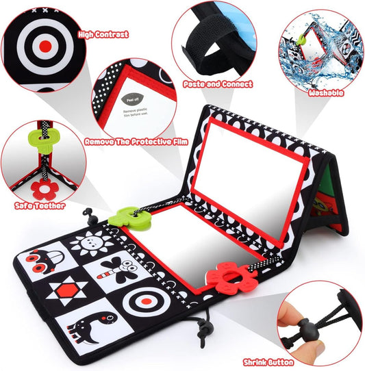Baby Tummy Time Mirror with High Contrast Pictures