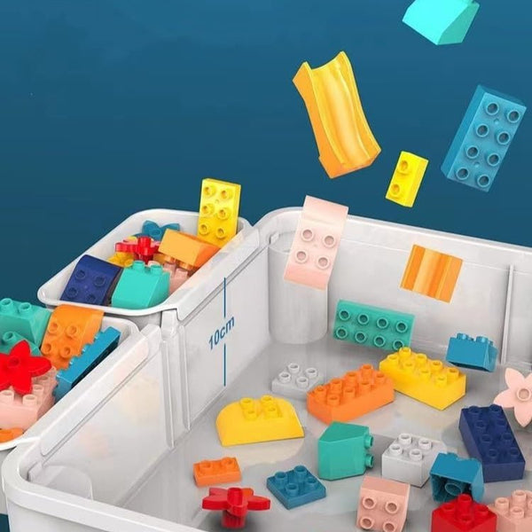 Kids Building Blocks Table with Chair & Learning Station (102 Pcs)