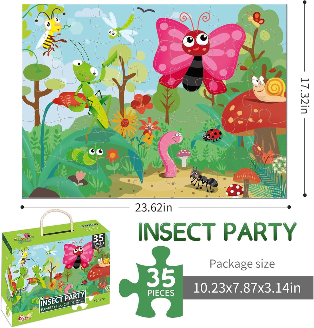 Insect Party Jumbo Floor Jigsaw Puzzle – 35 pieces