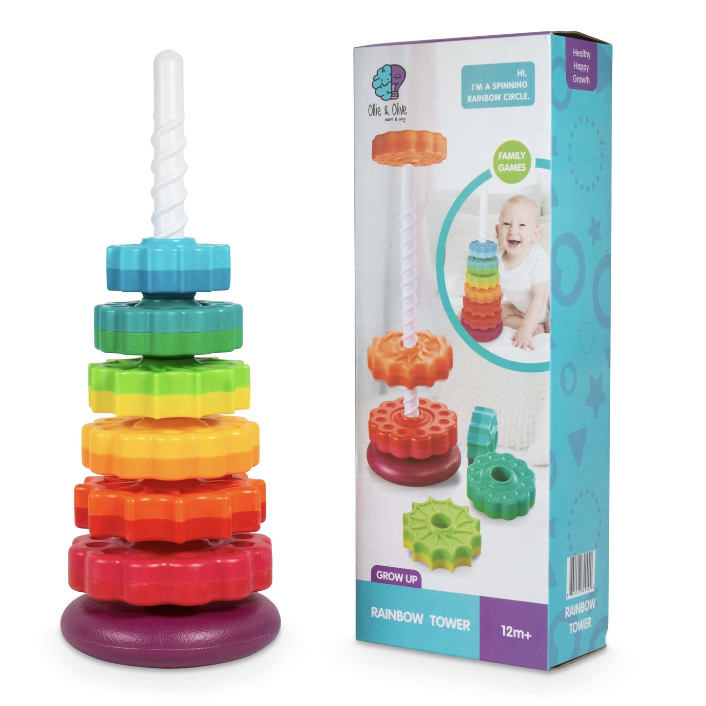 Rainbow Stacking Spinning Tower: 6 pcs