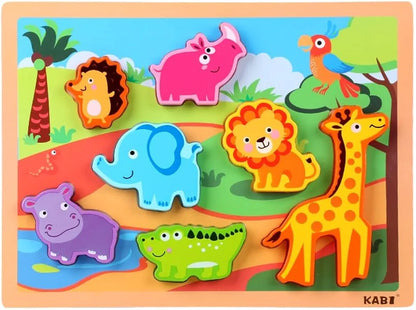 Wild Animals Chunky Wooden Puzzle Board