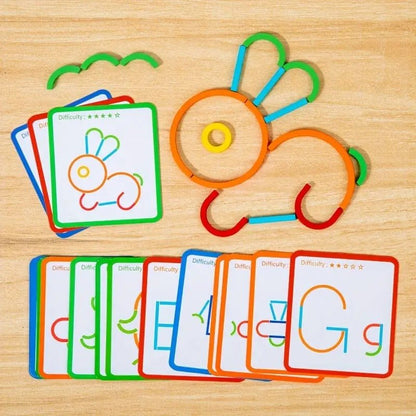 Wooden Sticks and Rings Pattern Making Puzzle Game