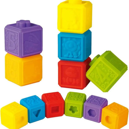 Soft Multicolor Rubber Stacking Interactive Blocks