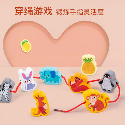 Wooden Digital Linking Game With Threading & Drawing Activity