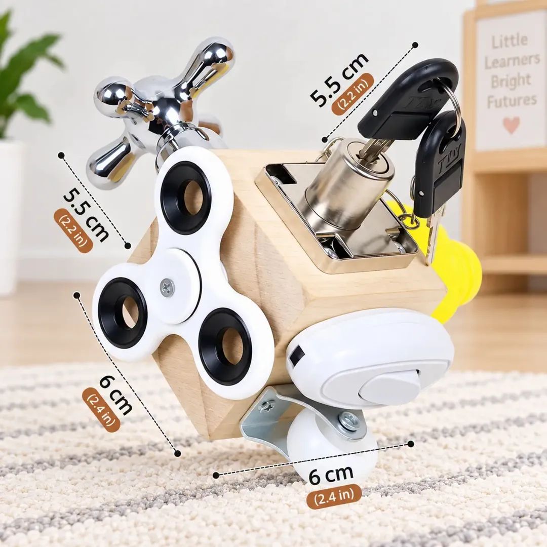 Wooden 6 in 1 Sensory Activity Interactive Busy Cube