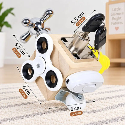Wooden 6 in 1 Sensory Activity Interactive Busy Cube