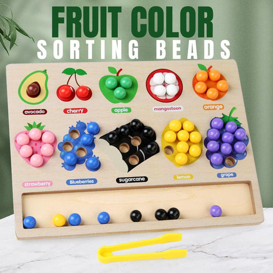 Wooden Fruit Color Sorting Beads Board for Kids