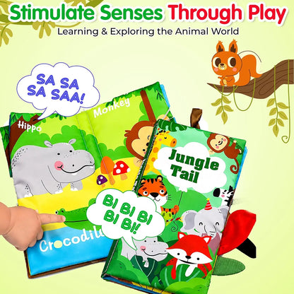 Jungle Tails- Soft Crinkle Cloth Book for Babies