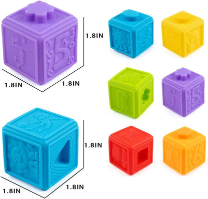 Soft Multicolor Rubber Stacking Interactive Blocks