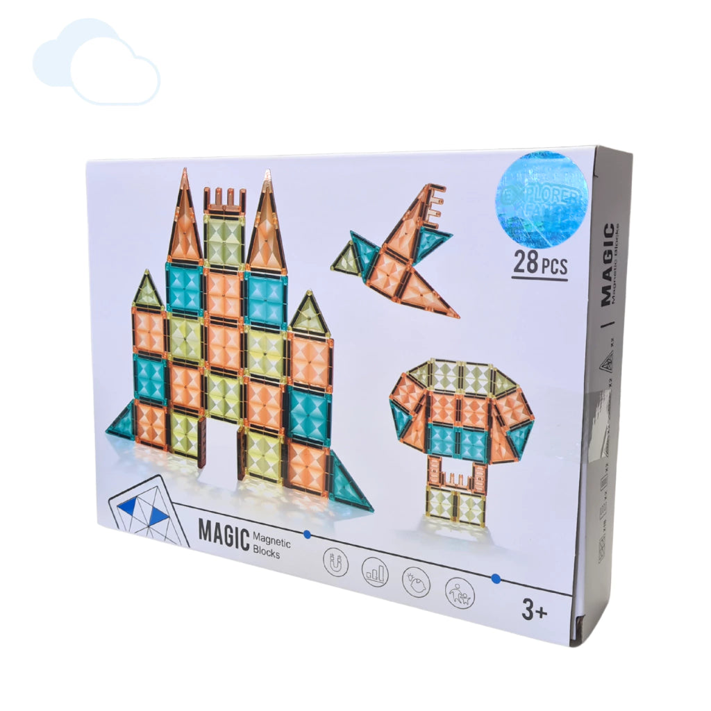 Magnetic Magic Magnetic Block Tiles For Kids (28 Pieces)