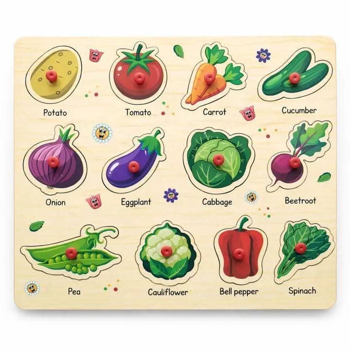 Vegetables Wooden Peg Puzzle