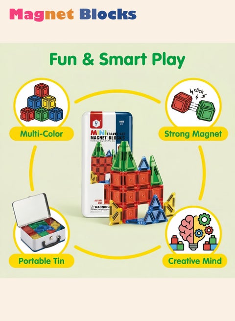 Mini Travel Magnetic Tile Blocks Set 30 Pieces