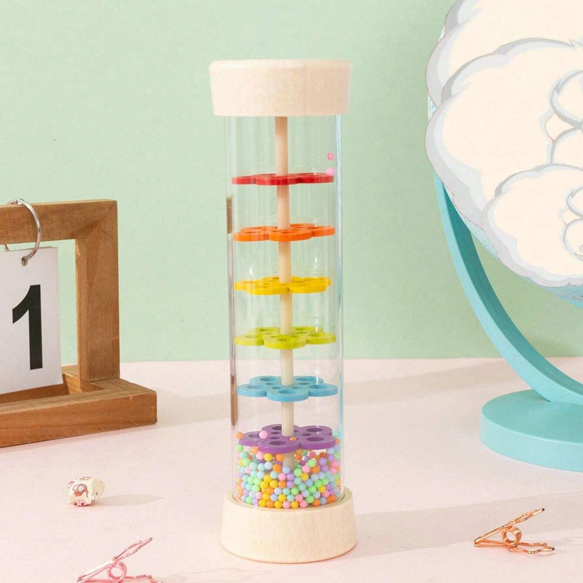Wooden Rainmaker Rattle toy for Infants
