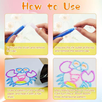 DIY 3D Art Bubble Popcorn Drawing Pens - 6 pieces