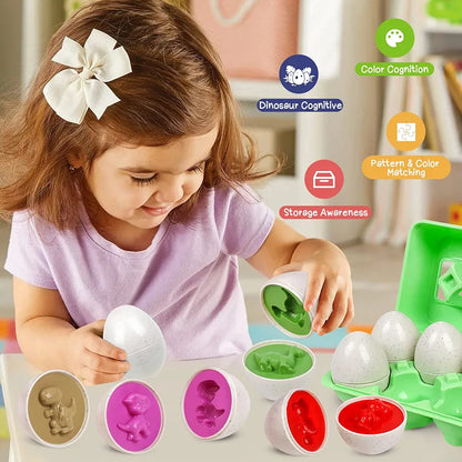 Dinosaur Matching Eggs Toy Set (Educational STEM Toy for Toddlers and Preschoolers)