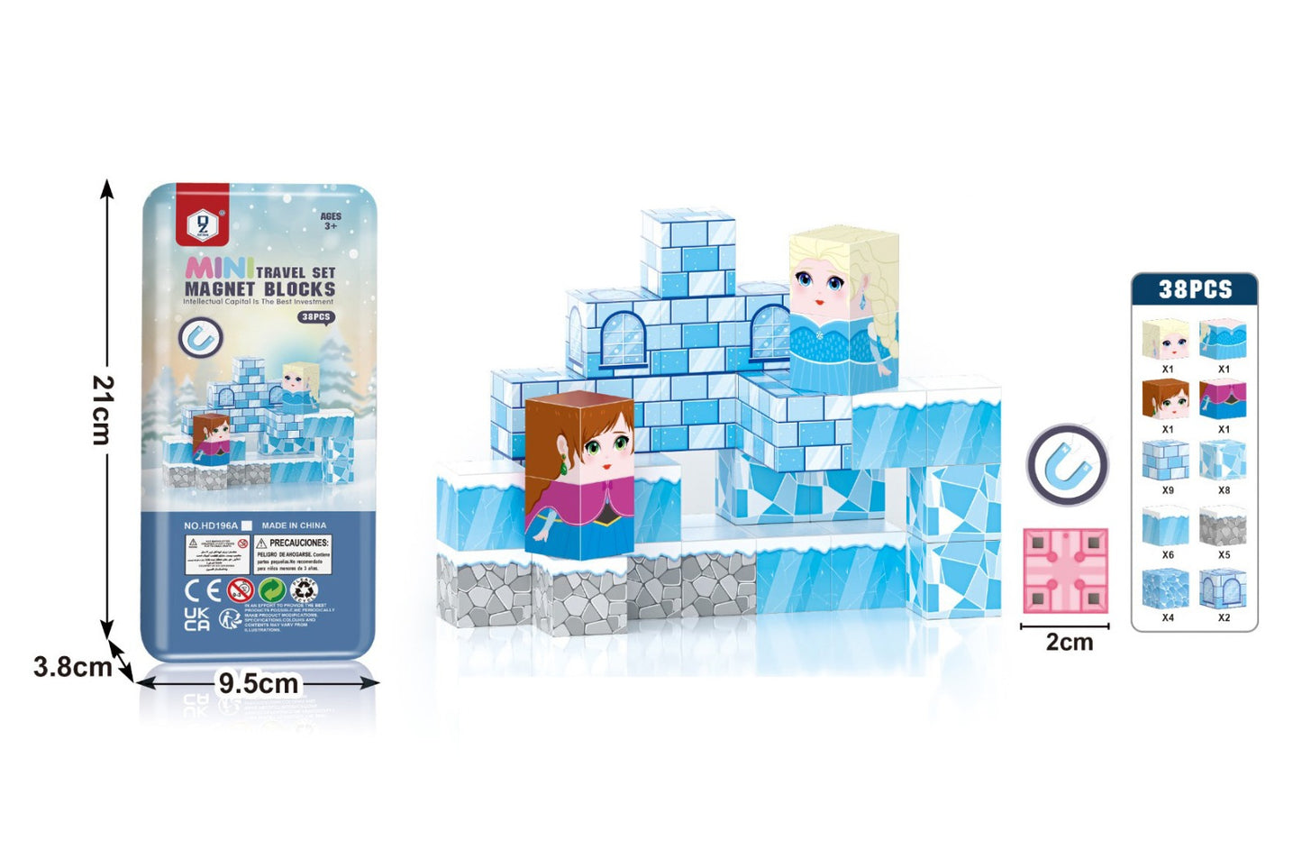 38Pcs 3D Magnetic Cube Snow House Blocks