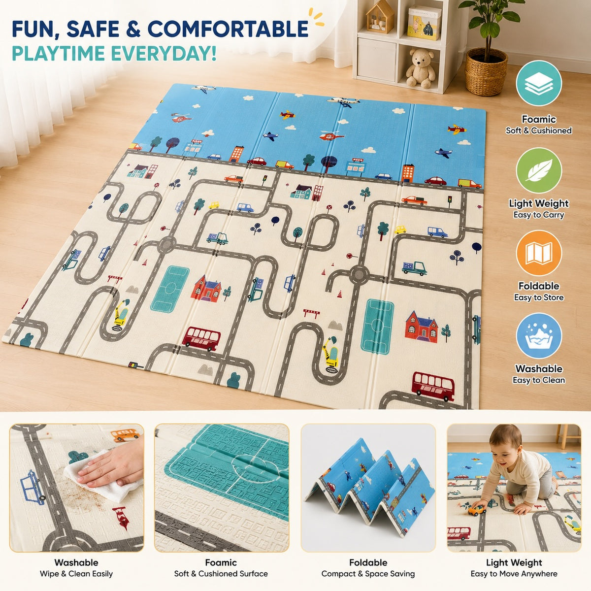 Baby Playmat – Soft, Safe & Multi-Purpose Comfort (0+ Months)