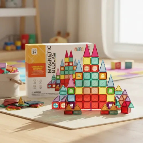 Magnetic Blocks And Tiles Building Set For Endless Creativity And Construction Fun (110 Pcs)