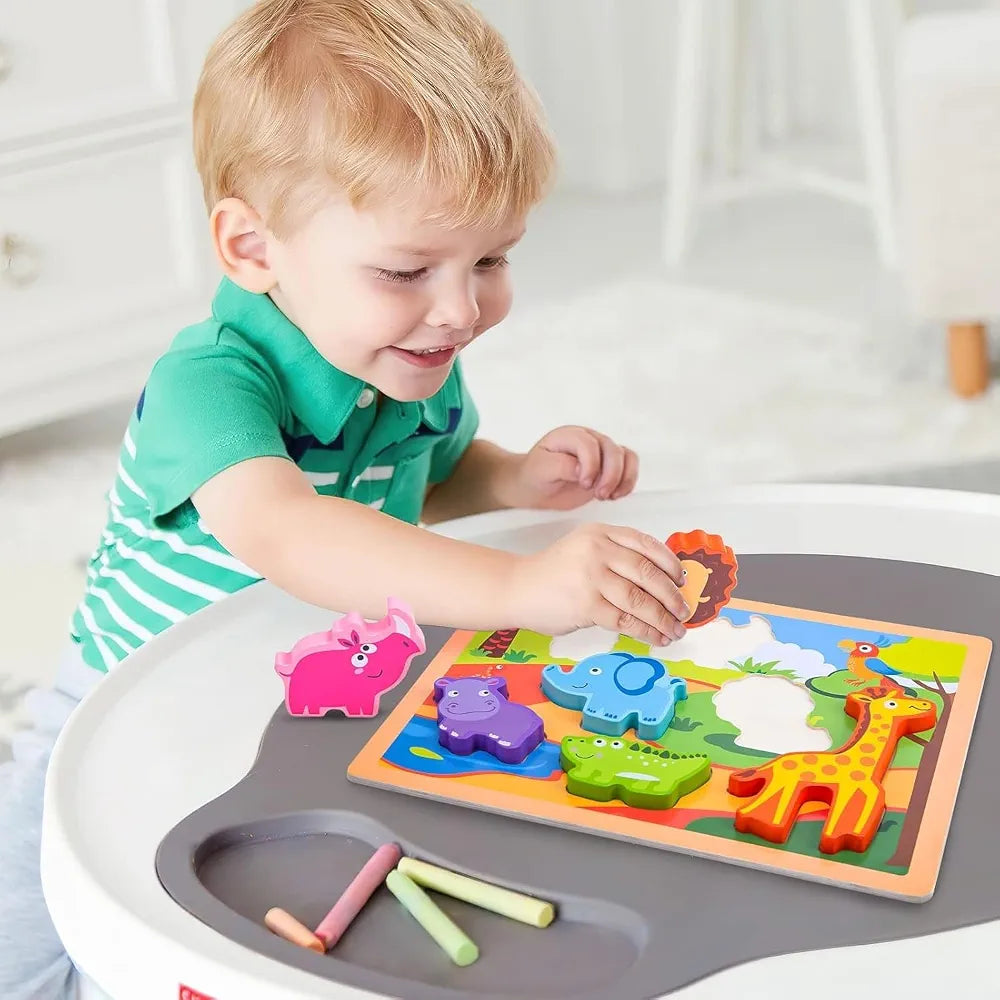 Wild Animals Chunky Wooden Puzzle Board