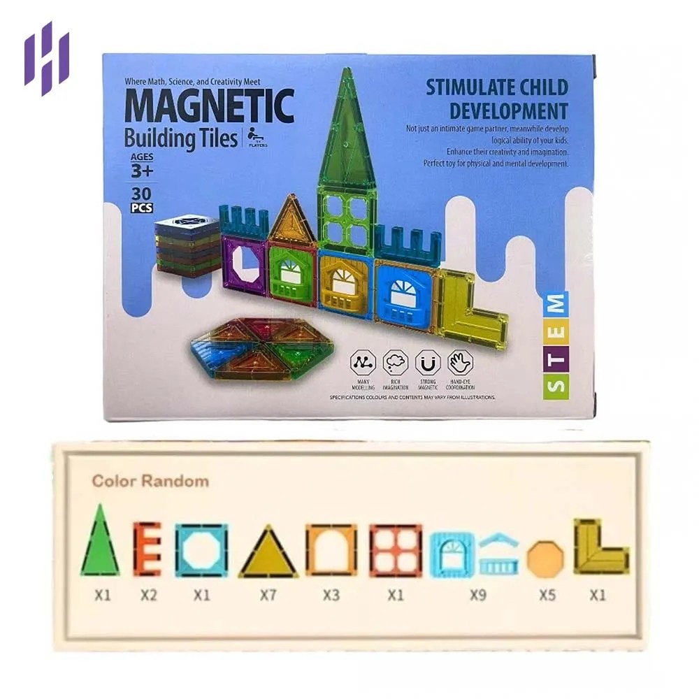 Magnetic Building Tiles For Kids: 30 pcs
