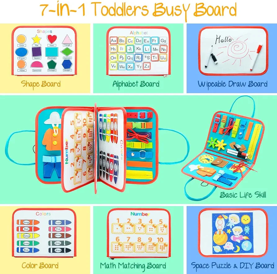 Montessori Travel Friendly Felt Motor Skills and Sensory Book
