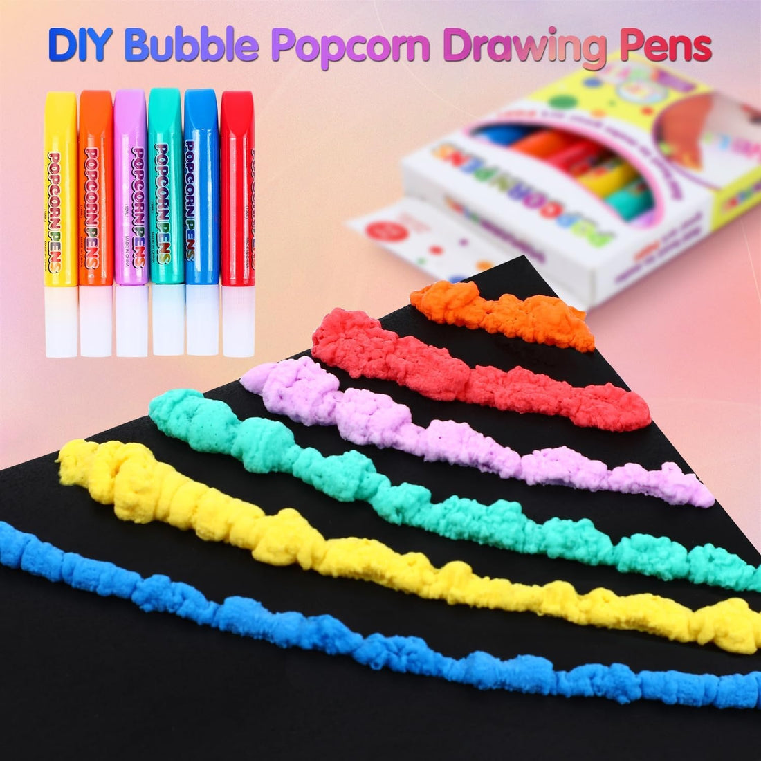 DIY 3D Art Bubble Popcorn Drawing Pens - 6 pieces