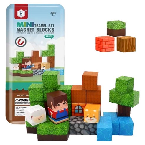 Minecraft 38 Pcs Mini Travel Set Magnet Blocks