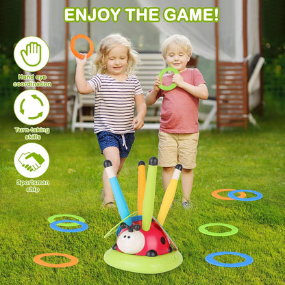 3 In 1 Musical Jump, Ring Toss Game, Stomps & Rocket Launcher for Kids