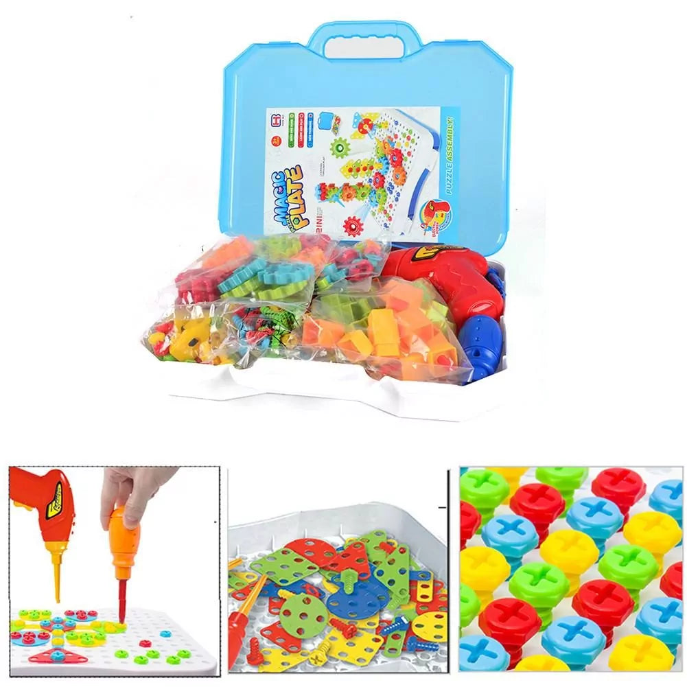 2 in 1 DIY Creative Gear & Drill Construction Kit - 190 PCs Accessories