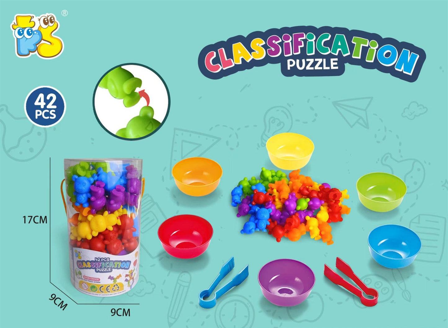 42 Piece Bear Color Classification Sorting Puzzle