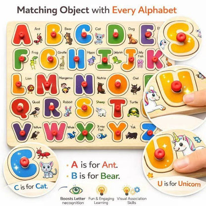 Upper Case Wooden Peg Puzzle