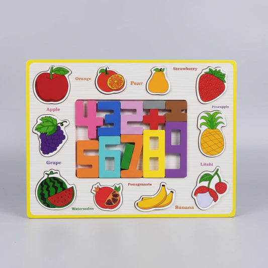 2-in-1 Number & Fruits Wooden Puzzle Board